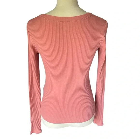 Hollister Women Top Y2K Button Up Pink Long Sleeve Tee Cotton Blend Shirt Sz S - Picture 3 of 8
